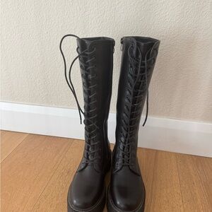 Steve Madden Black Lace-Up Boots
